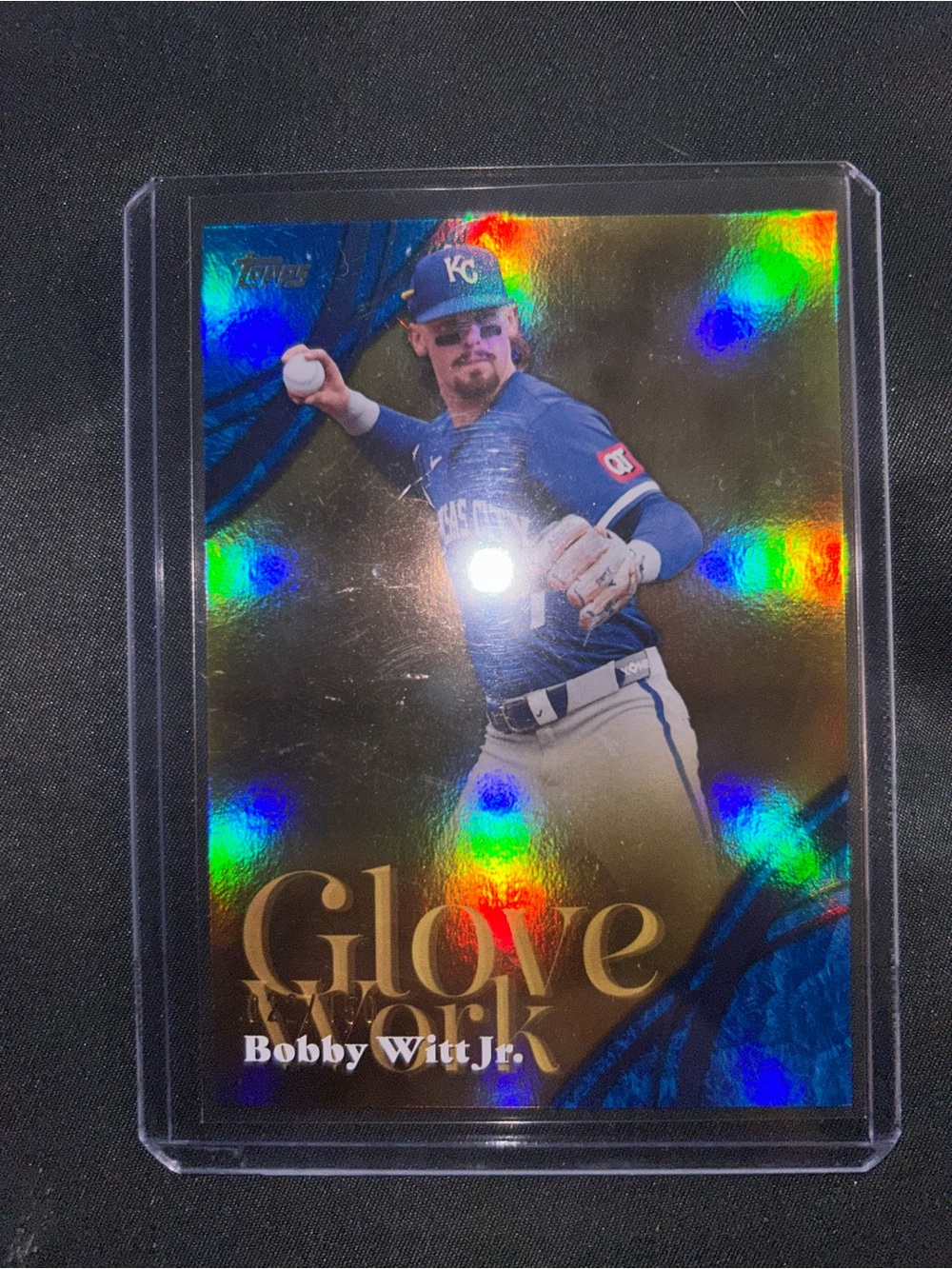 Topps Blue & Gold Holographic Glove Work Baseball Card Bobby Whitt Jr. 22/150